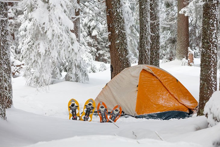 camping in a snow cave